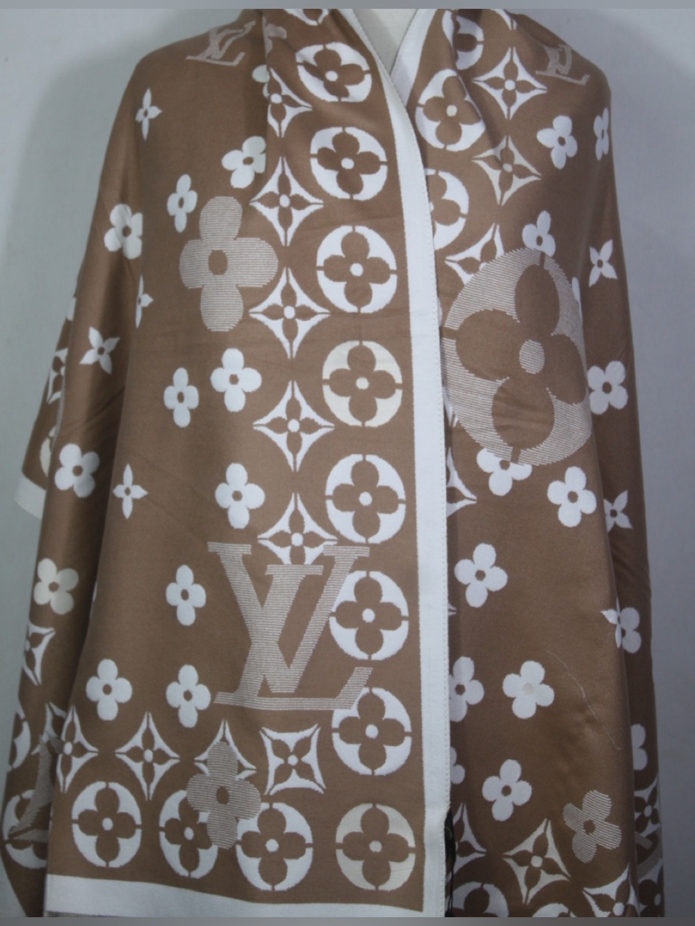 Louis Vuitton Brown and White Monogram Shawl Wrap